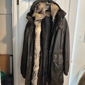 Fratelli Rossetti Leather and fox fur coat